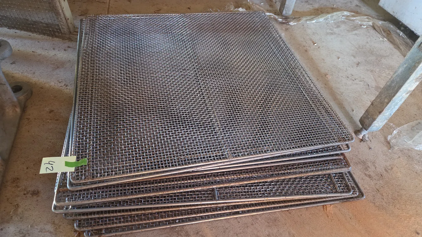 Vintage stainless steel donut deep frying screens