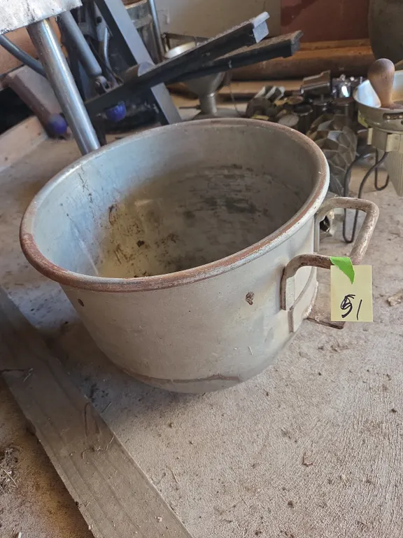 Vintage Hobart brand 30 quart steel stand up mixer bowl