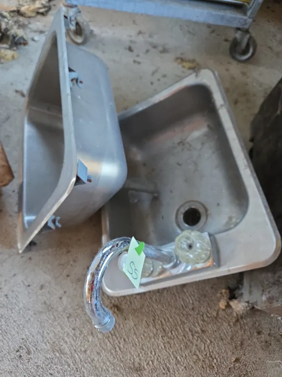 Vintage stainless steel bar sinks and faucets
