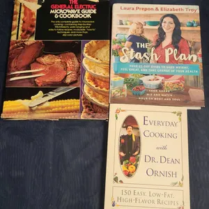 3 Cookbooks: Microwave, Stash Plan, Dean Ornish