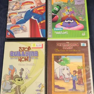 Superman, VeggieTales, Stop Bullying, NeverEnding Story DVDs