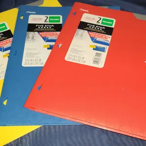 Mead Five Star 2-Pocket Folders Set of 3, Yellow Blue Red