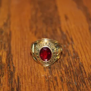 10K Gold & Red Stone Class Ring