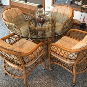 WICKER BY HENRY LICK TABLE AND 4 CHAIRS