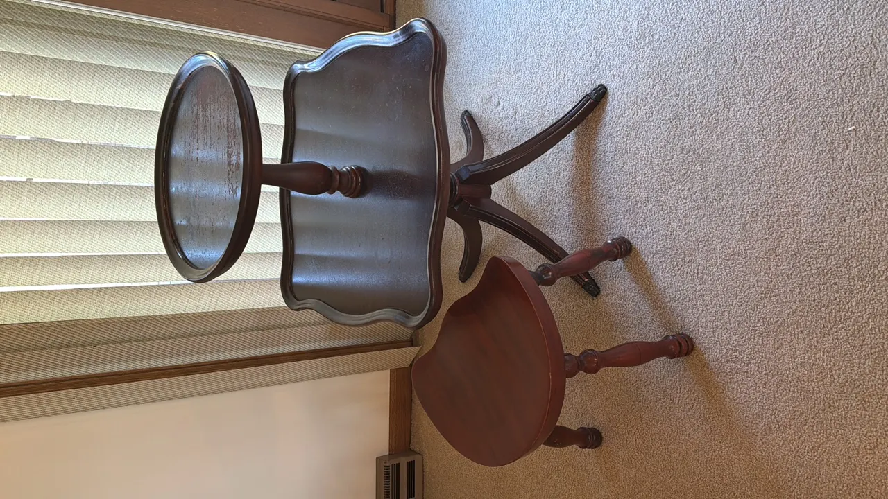 WOOD STOOL AND 2-TIER DISPLAY STAND