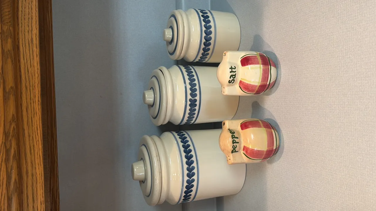 HARTSONE CANISTERS AND SALT 'N' PEPPER SHAKERS