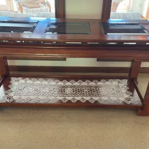 SOLID WOOD AND GLASS CONSOLE TABLE