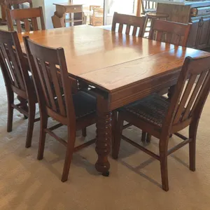 SOLID OAK DINING TABLES WITH 2 LEAF EXTENSIONS AND 6-CHAIRS