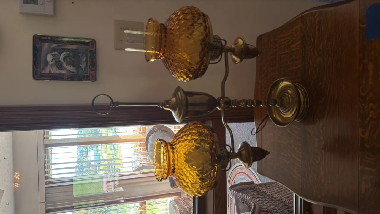 VINTAGE BRASS DOUBLE-ARM STUDENT DESK LAMP