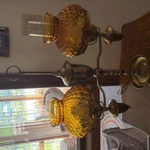 VINTAGE BRASS DOUBLE-ARM STUDENT DESK LAMP