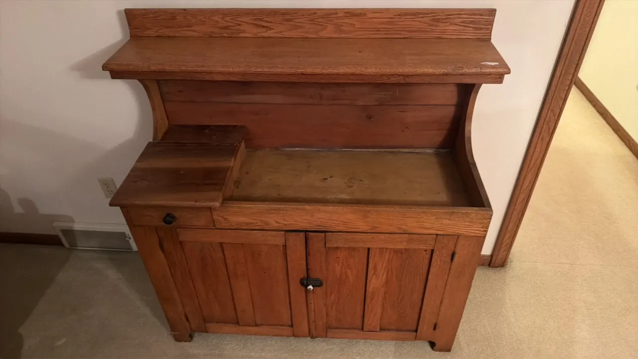 ANTIQUE HIGH-BACK WOODEN DRY SINK
