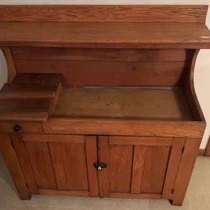 ANTIQUE HIGH-BACK WOODEN DRY SINK