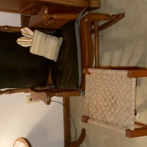SOLID MAPLE ROCKER AND WOODEN FOOTSTOOL