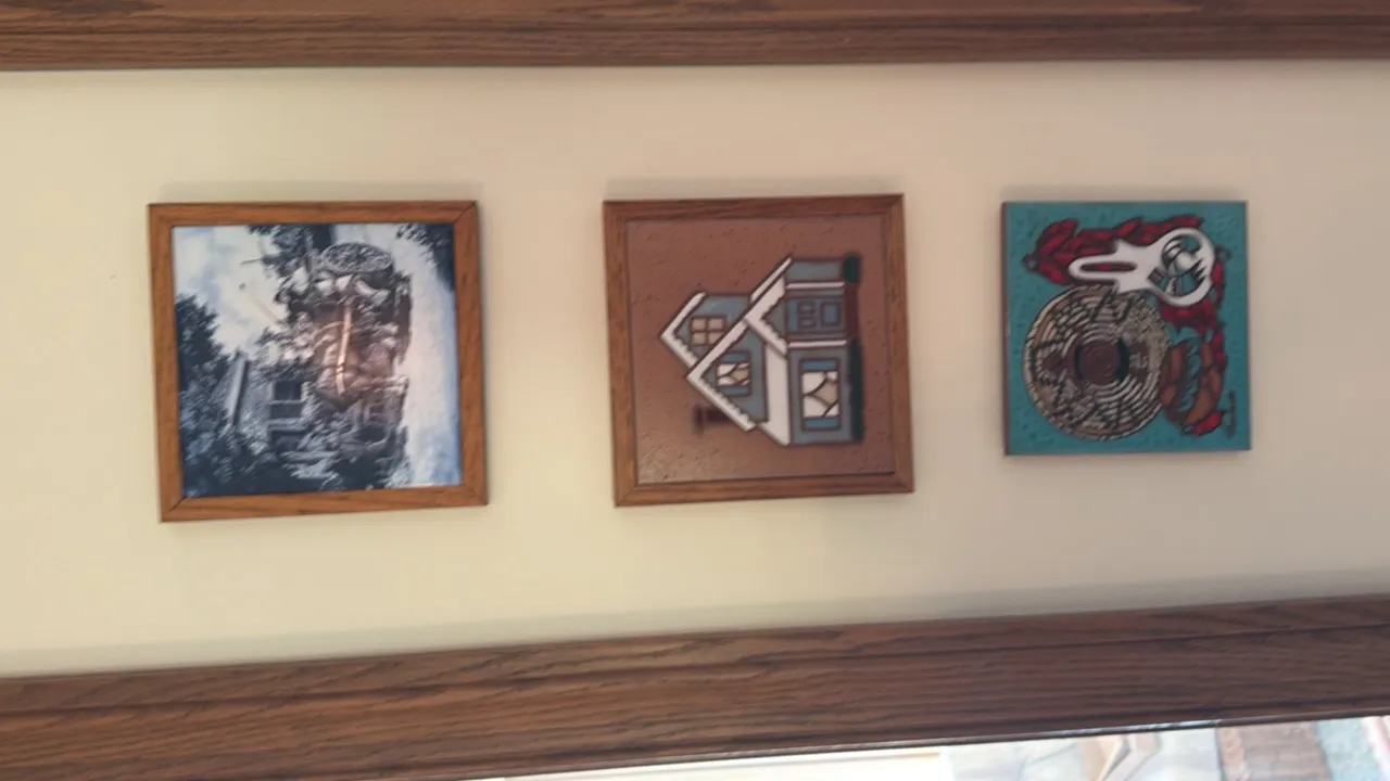 WOOD FRAMED CERAMIC WALL ART