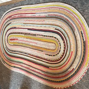 COLORFUL HAND-BRAIDED BOHEMIAN STYLE AREA RUG