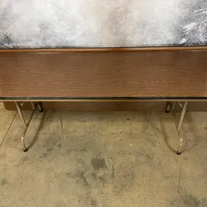 (2) 8’ Metal Frame, Wooden Topped Collapsible Tables