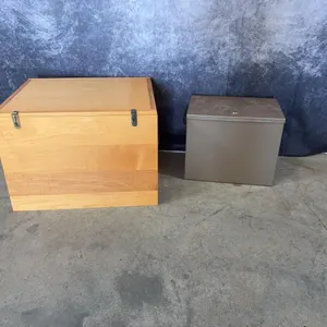 Vintage Metal Lockbox -14x9x12 & Wooden Storage Chest -18x21x15