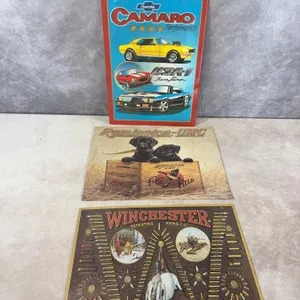 (3) Vintage Tin Signs Including Winchester, Remington & Chevrolet Camaro