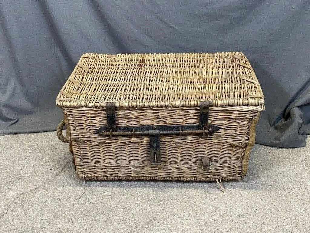 WWI SIGNALLING STORES Wicker Transport Basket
