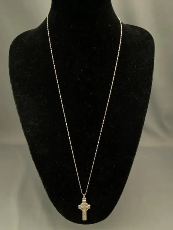 Irish Sterling SD Muiredach Replica Cross & Chain