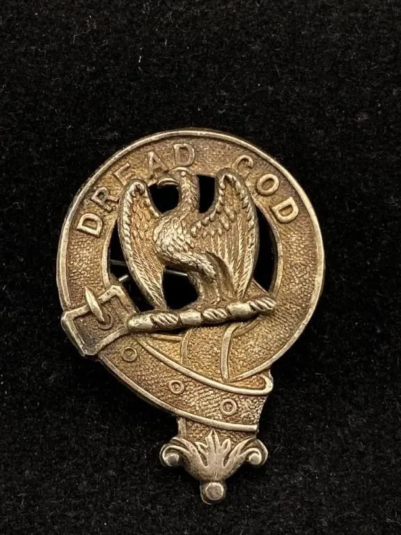Vintage Clan Crest Munro DREAD GOD Brooch