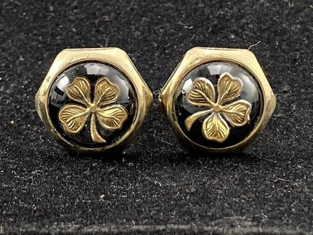 Pair of Vintage Gold Tone Shamrock Cufflinks