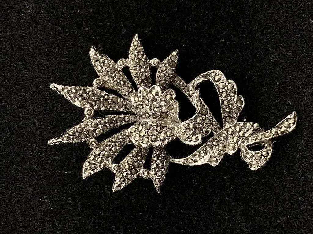 Vintage Tiered Figural Marcasite Brooch