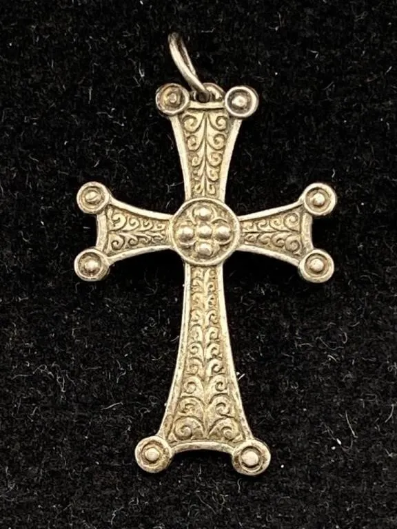 Armenian Silver Byzantine Style Cross Pendant