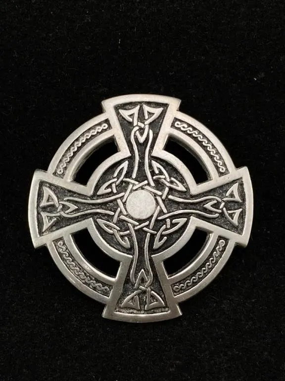 St. Justin Pewter Celtic Cross Brooch