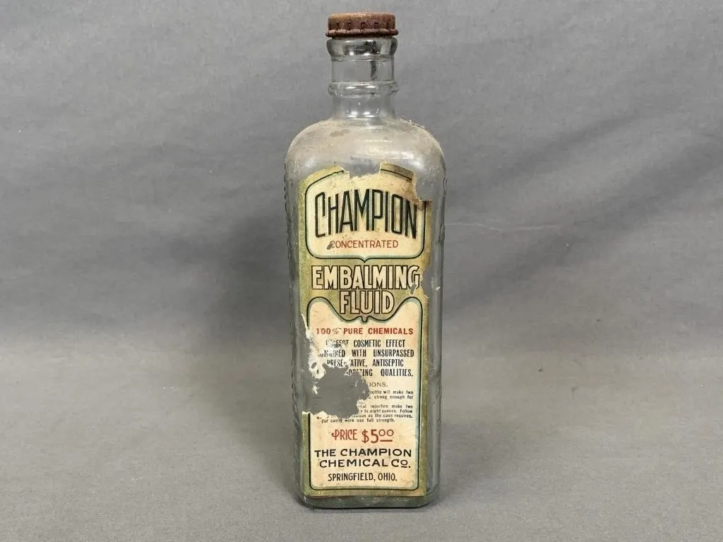 Early CHAMPION Embalming Fluid Bottle