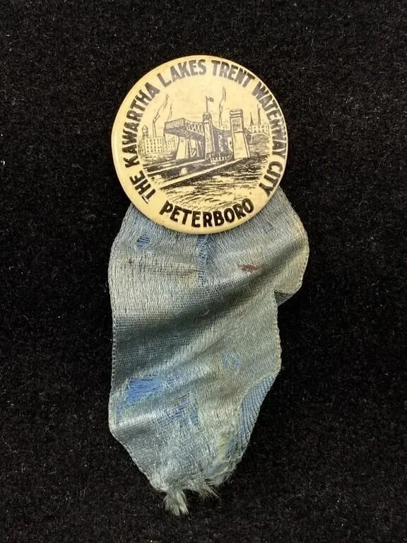 Antique KAWARTHA LAKES WATERWAY Pin Back Button