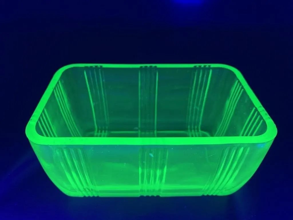 Uranium Glass Green Depression Fridge Container