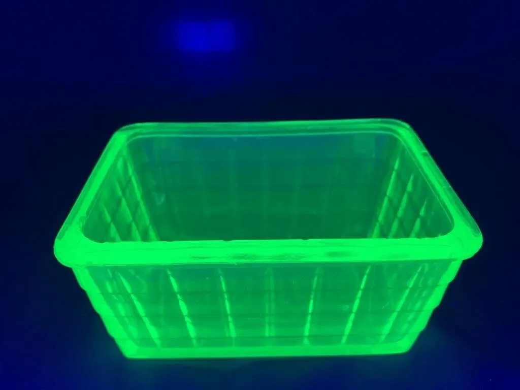 Uranium Glass Green Depression Butter Lid
