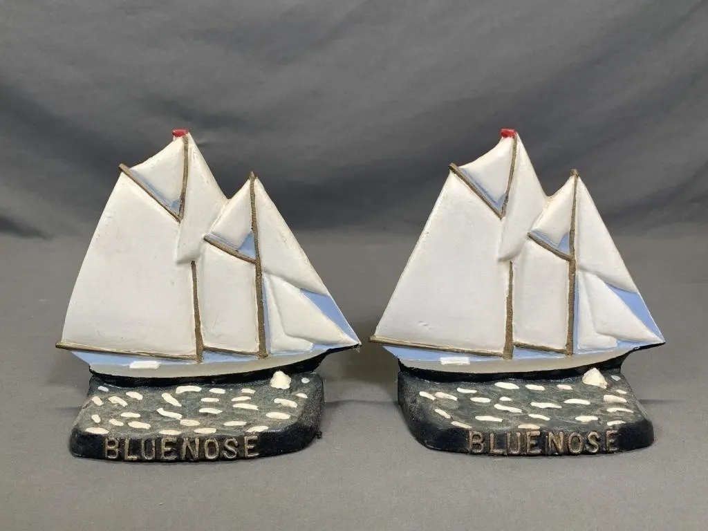 Set of Vintage Cast Blue Nose Bookends
