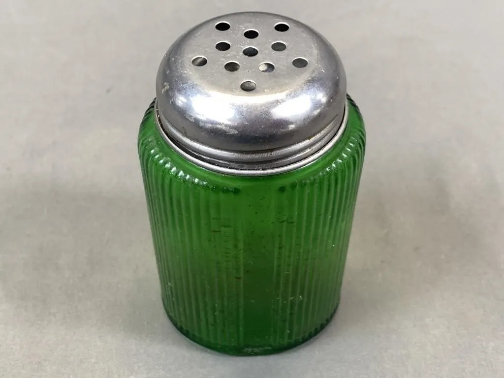 Green Depression Glass Sugar Shaker