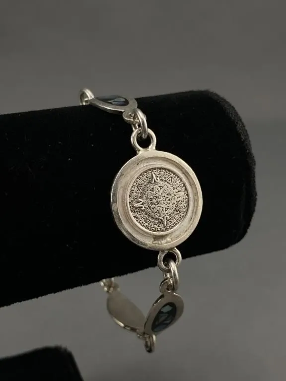 Vintage 935 Sterling Abalone Shell Panel Bracelet