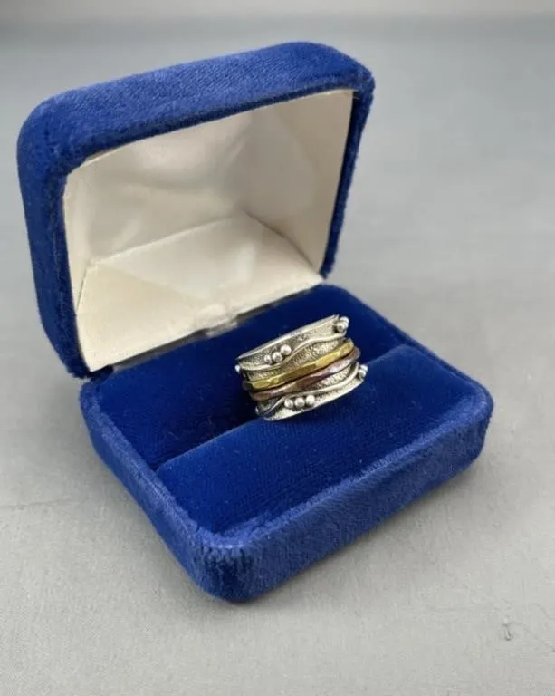 Sterling Silver Copper Meditation Spinner Ring