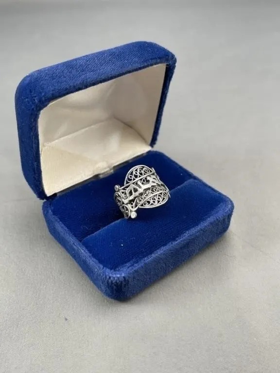 Filigree Judaica Israel Sterling Silver RIng