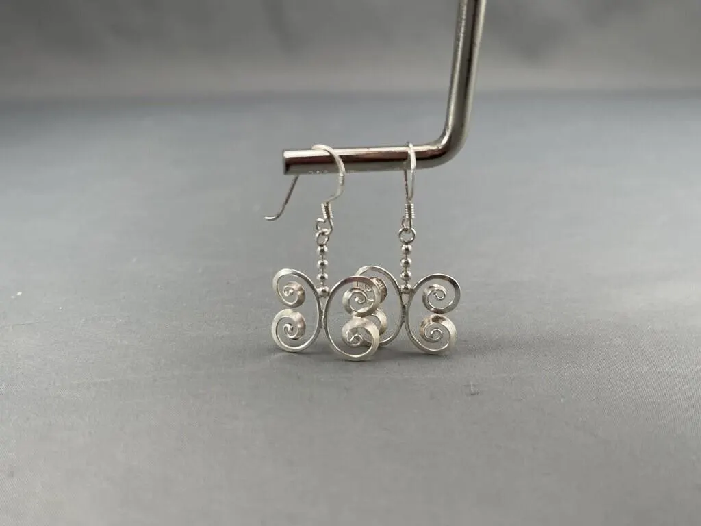 Sterling Silver Stylized Beaded Butterfly Earrings