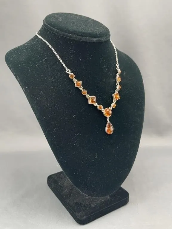Sterling Silver Amber Necklace