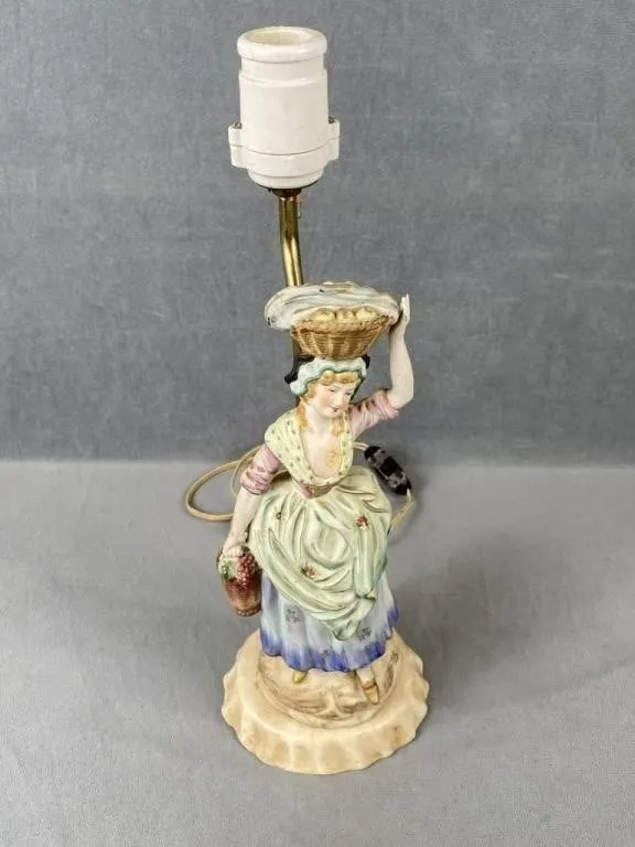 Antique German Bisque Figural Table Lamp