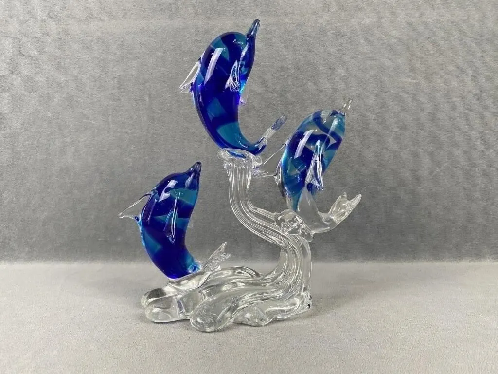 C1960s Canadian Art Glass Dolphin Sculpture