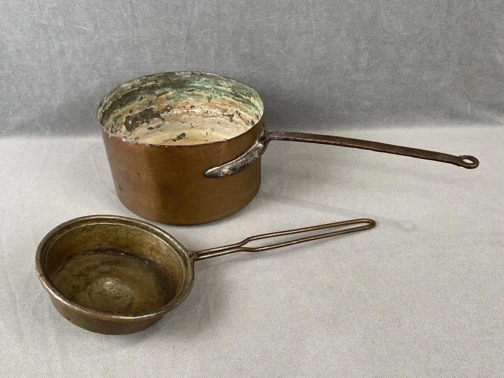 Pair of Antique Copper Cooking Pots