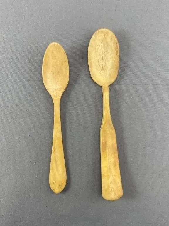 2 19th C Whale Bone Spoons