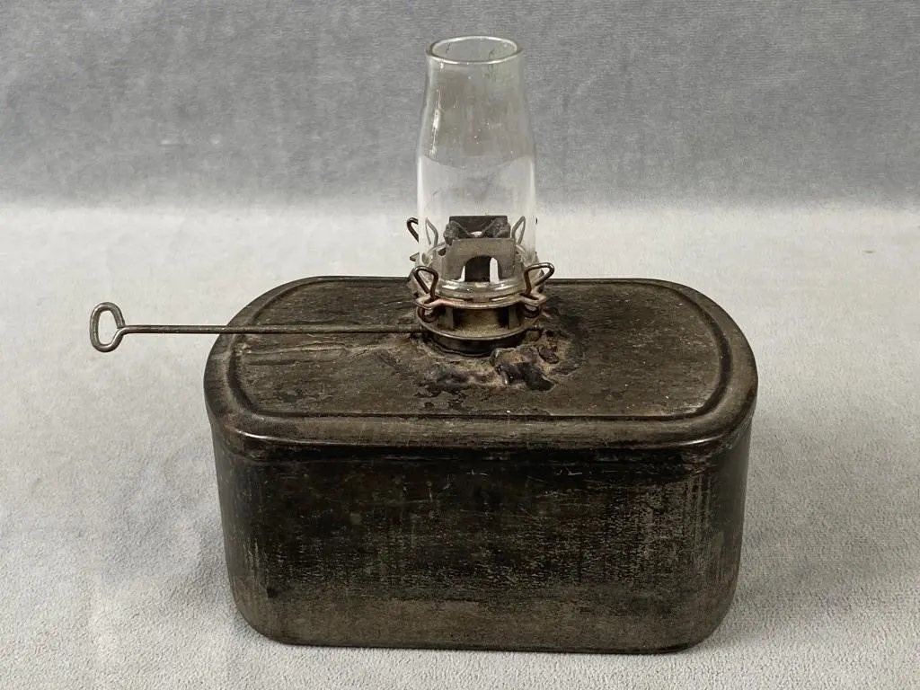 Early Table Top Metal Oil Lamp