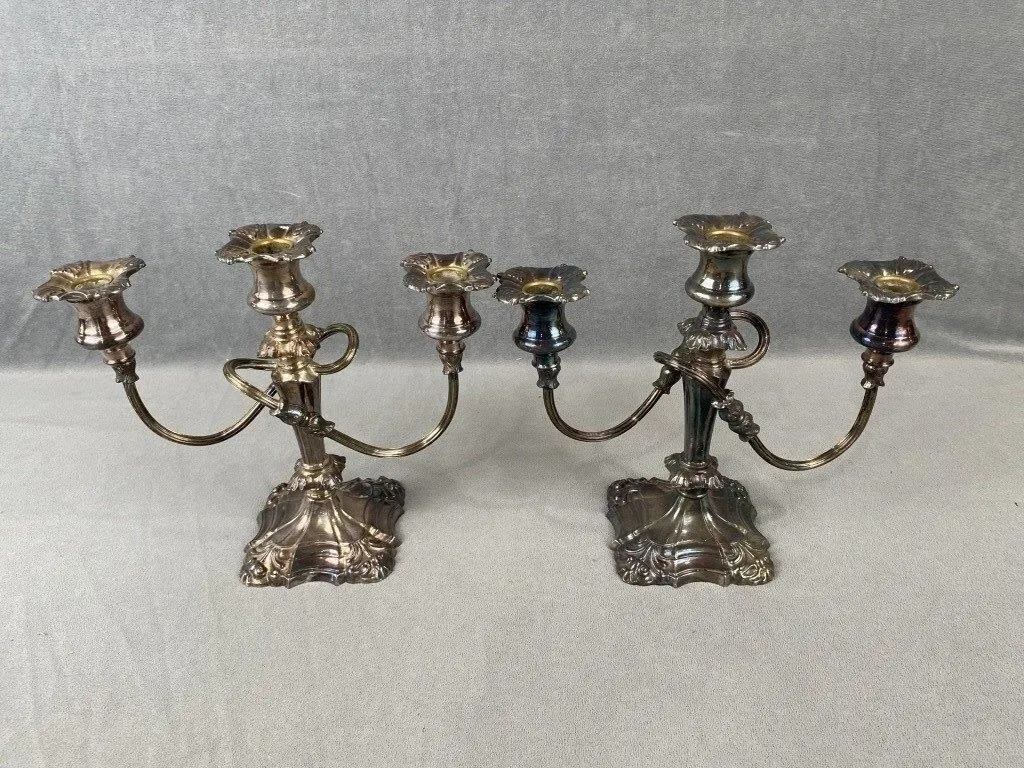 Pair Silver Plate Candelabra