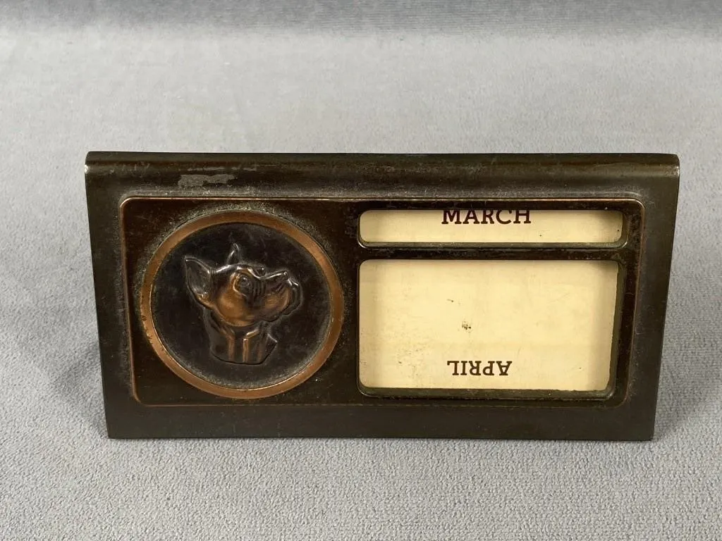 C1910 Desk Calendar w Bulldog Portrait