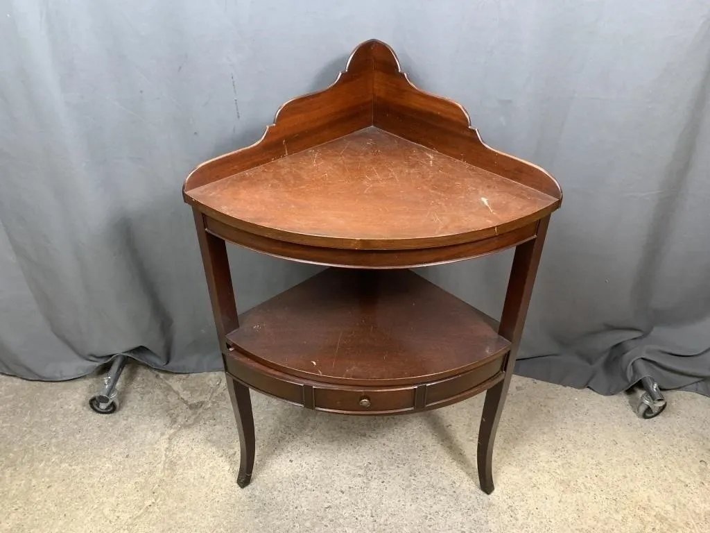 C1930 Mahogany Corner Wash Stand w Drawer