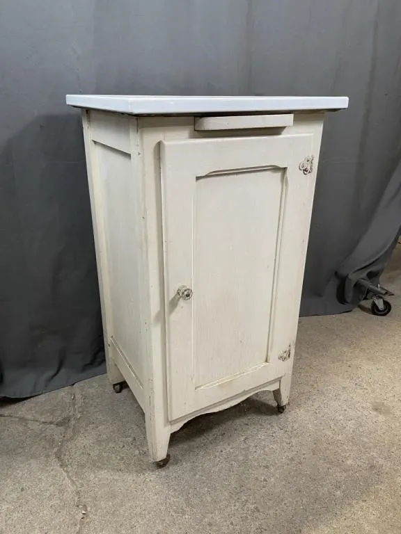 Small Antique Cabinet w Porcelain Top & Tray