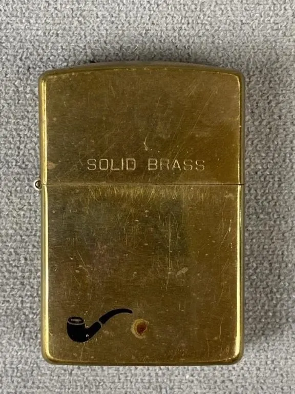 Vintage Solid Brass Zippo Pipe Silhouette Lighter